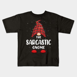 Sarcastic Gnome Red Buffalo Plaid Christmas Pajama Matching Family Kids T-Shirt